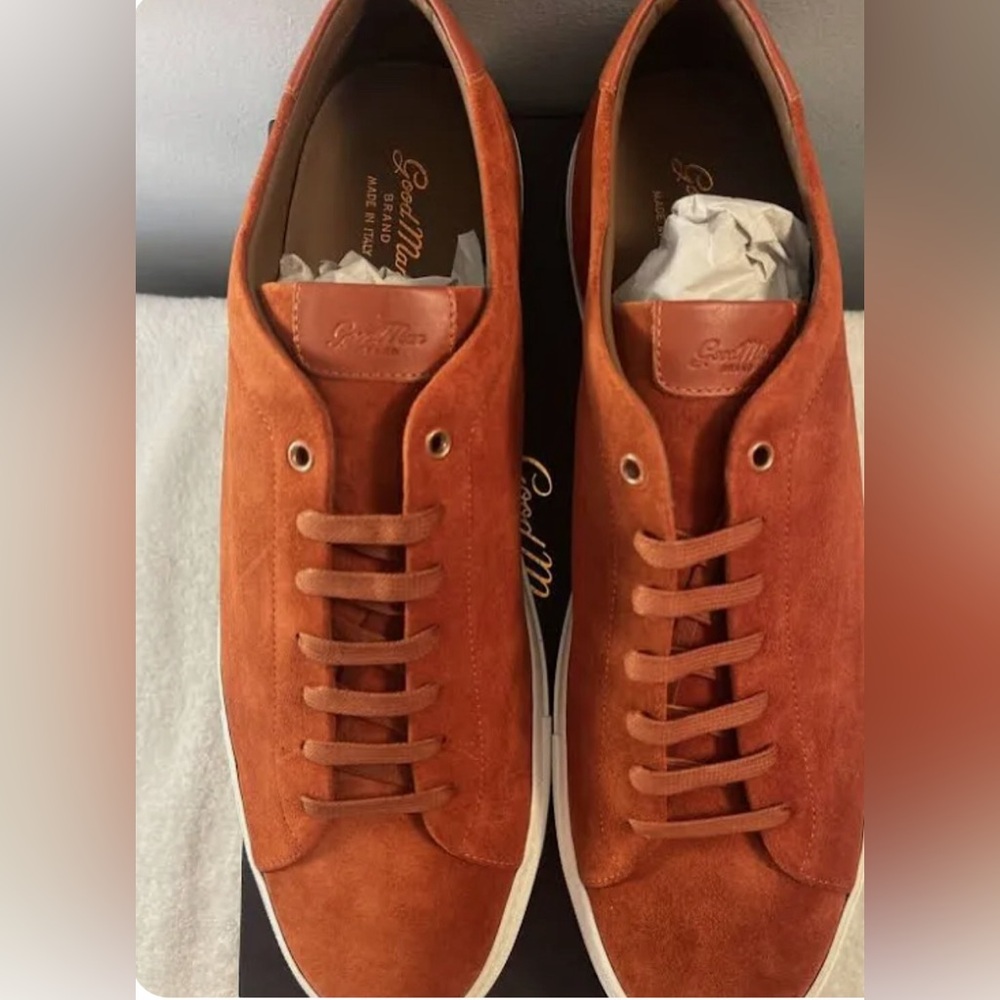GoodMan Brand Brunt Cinnamon Edge Suede Leather Italian Sneaker $125. Size 9.